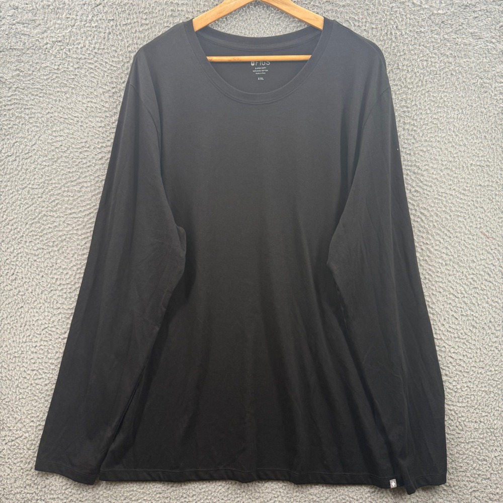 Figs Super Soft Long Sleeve Underscrub Shirt Womens XXL‎ Black Pima Cotton Nurse